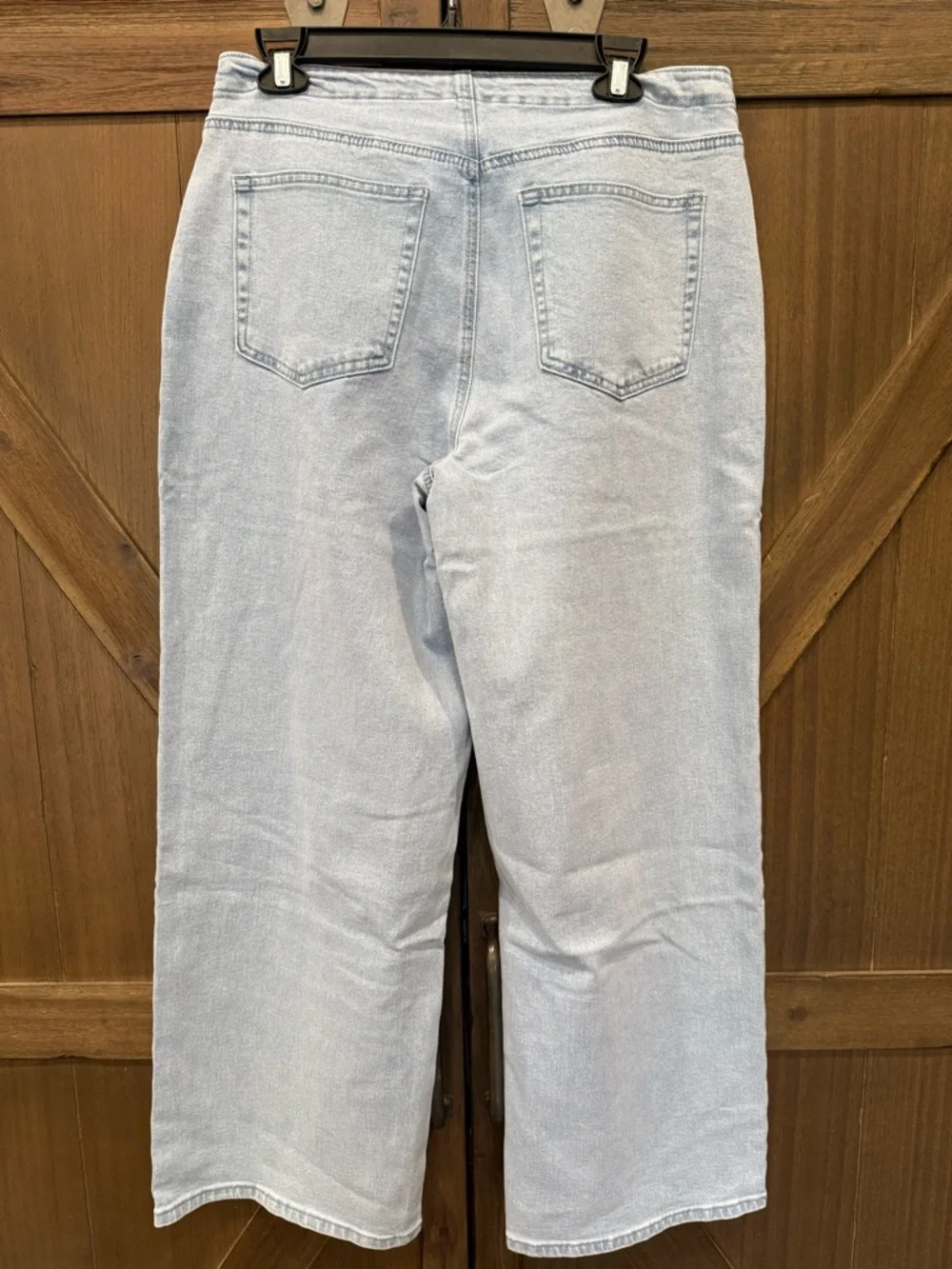 Light Wash Wide Leg‎ Jeans with Drawstring Waist